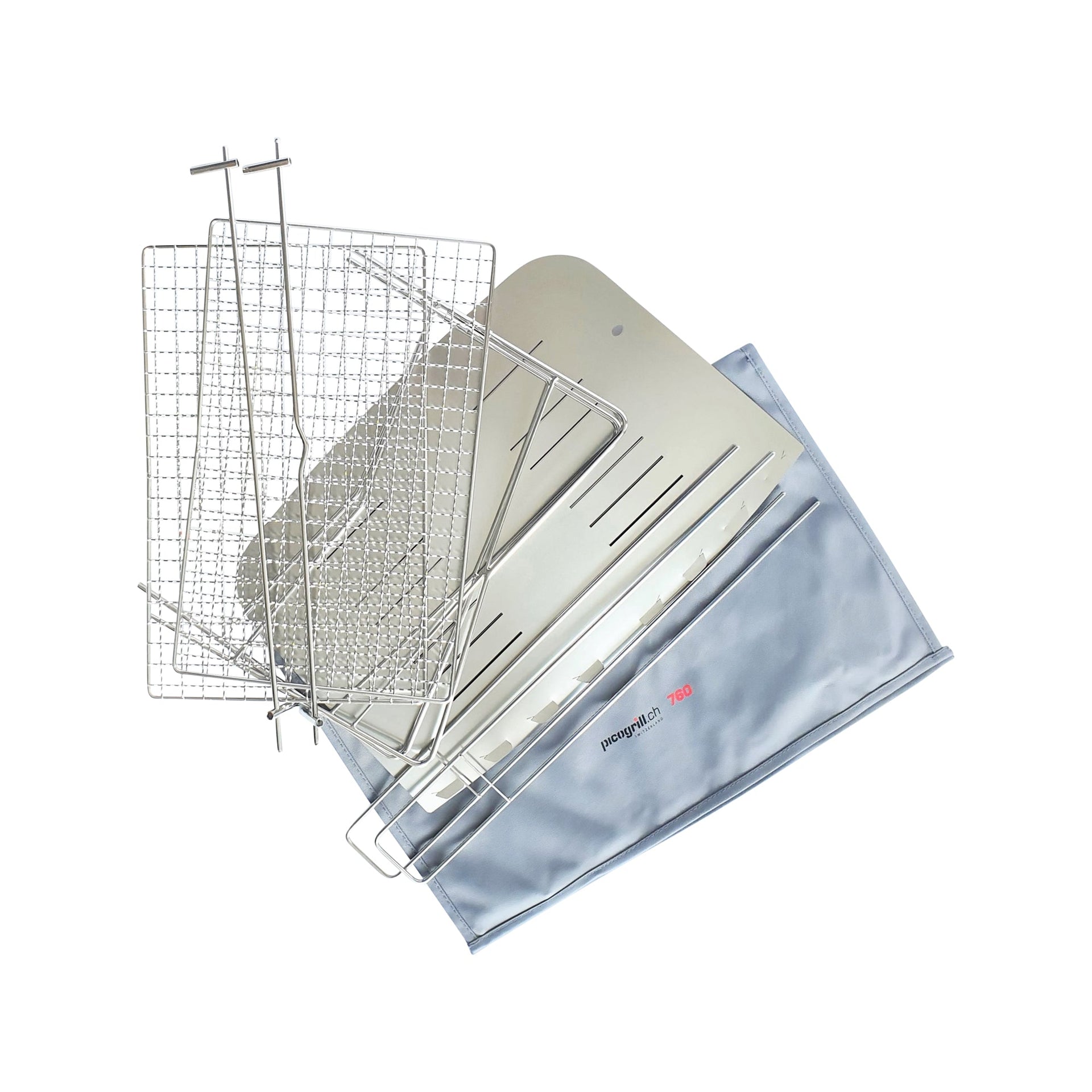 Fire Bowl 760 with Skewer and Grill Rack silver