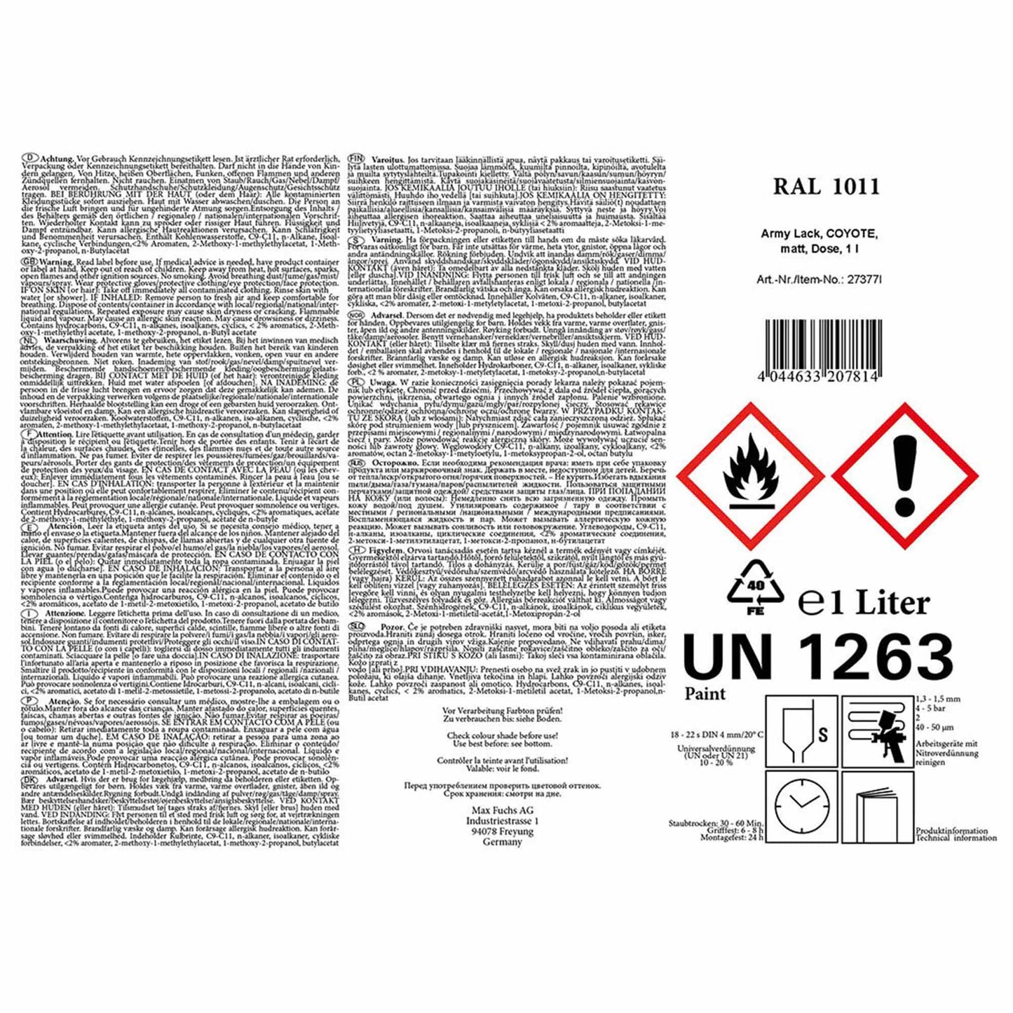 Paint Can Army Lack 1 liter matt