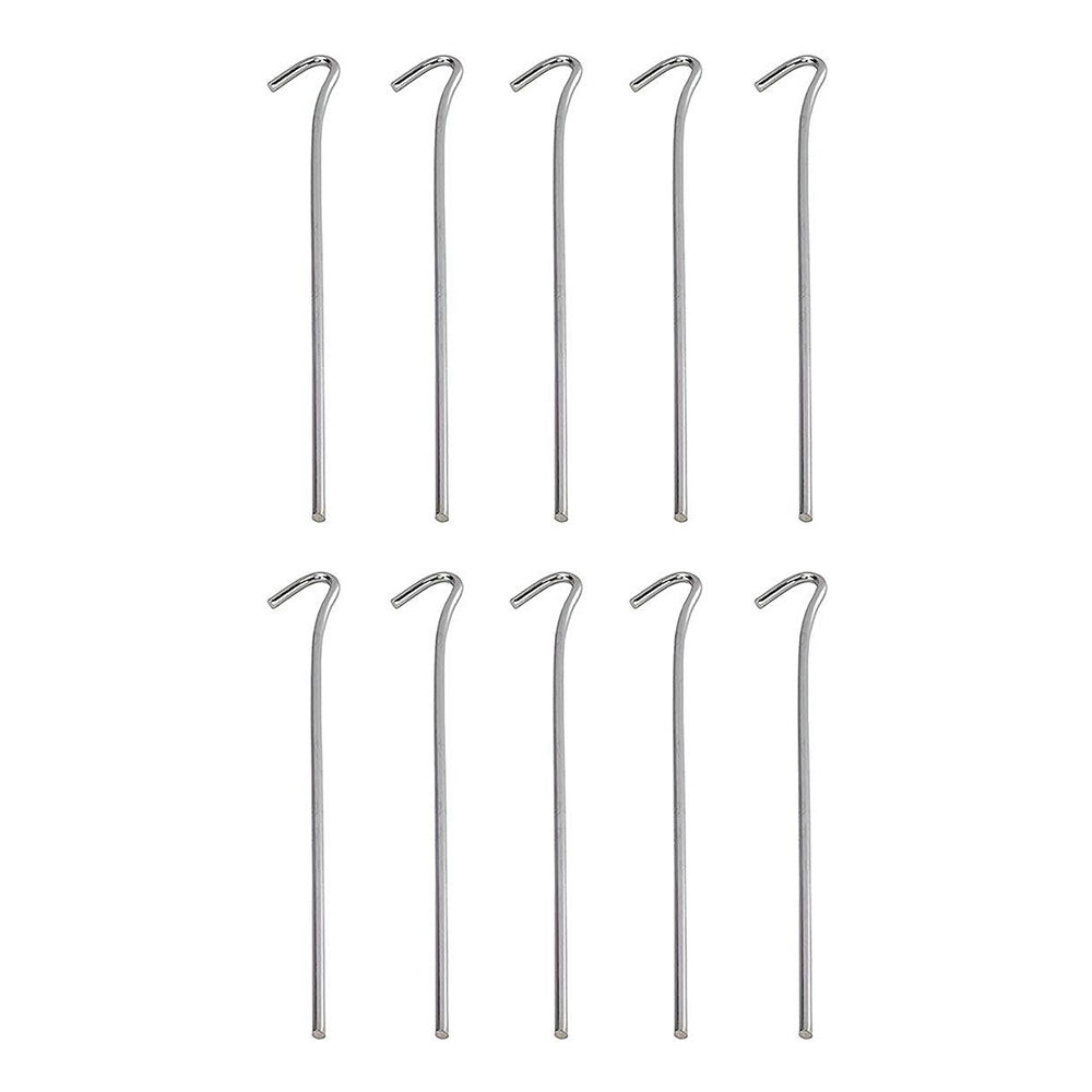 Steel Tent Stakes 24 cm 10-Pack silver