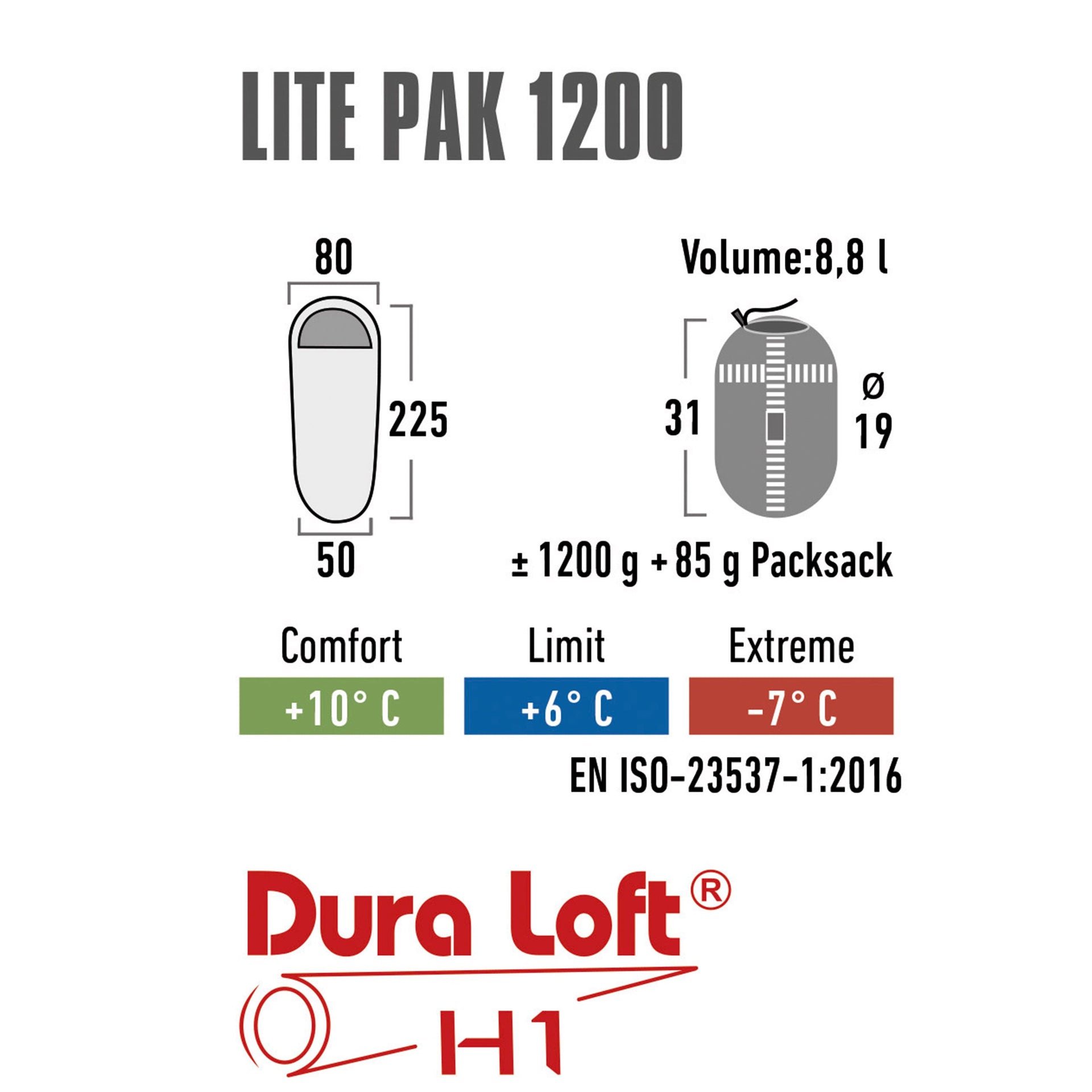 Saco de dormir Lite Pak 1200 verde